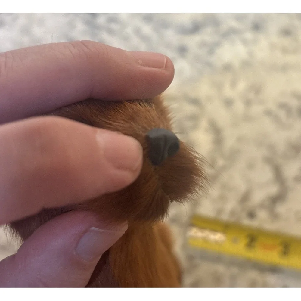 Vintage Real Fur Dog Miniature DACHSHUND Life like Soft Red collectible